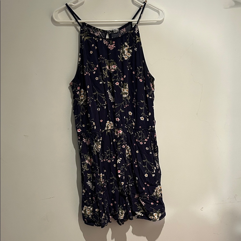Navy Floral Sleeveless Romper